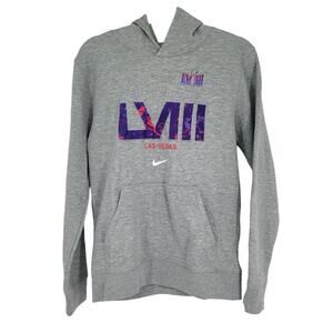Nike Super Bowl LVIII Las Vegas Hoodie Large Kids NFL‎ Gray Pullover Sweatshirt